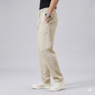 pantalon homme coupe droite taille élastiquée en gris