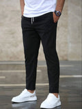 pantalon homme coupe droite taille mi-haute en noir