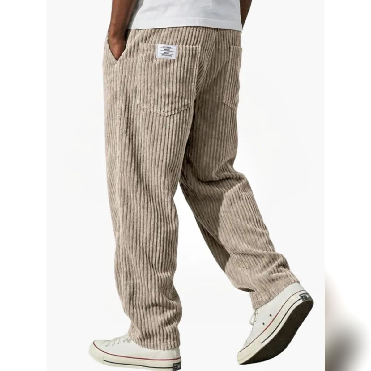 pantalon homme coupe large avec poches en kaki