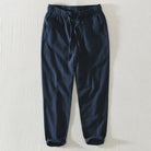 pantalon homme coupe large style japonais en bleu
