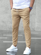pantalon homme coupe slim taille élastiquée en beige
