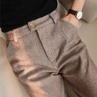 pantalon homme taille haute chevrons en marron