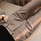 pantalon homme taille haute chevrons en marron