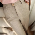 pantalon homme taille haute chevrons en beige