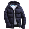 parka homme à capuche coupe droite en bleu marine