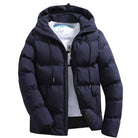 parka homme à capuche coupe droite en bleu marine