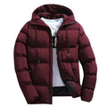 parka homme à capuche coupe droite en rouge