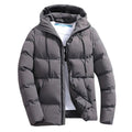 parka homme à capuche coupe droite en gris