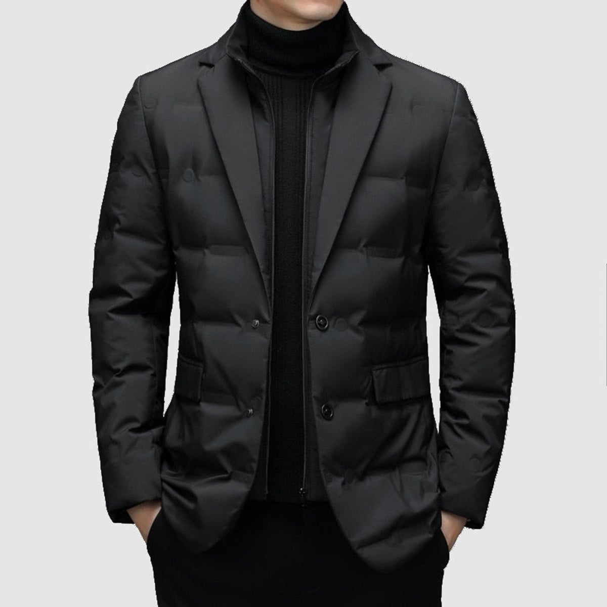 parka homme coupe ajustée col à revers en noir