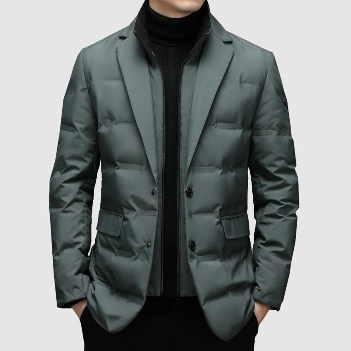 parka homme coupe ajustée col à revers en gris manhattan