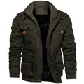 parka homme doublée à capuche multi-poches en vert foncé