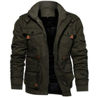 parka homme doublée à capuche multi-poches en vert foncé