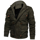 parka homme doublée à capuche multi-poches en vert foncé