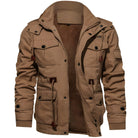 parka homme doublée à capuche multi-poches en marron
