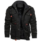 parka homme doublée à capuche multi-poches en noir