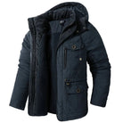 parka homme hiver à capuche doublée en bleu marine
