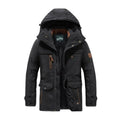 parka homme hiver imperméable à capuche doublée en noir