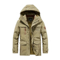 parka homme hiver imperméable à capuche doublée en kaki