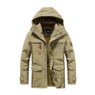 parka homme hiver imperméable à capuche doublée en kaki