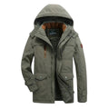 parka homme hiver imperméable à capuche doublée en vert