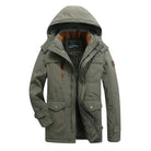 parka homme hiver imperméable à capuche doublée en vert