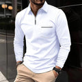 polo homme col zippé coupe régulière en blanc