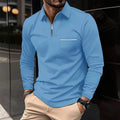 polo homme col zippé coupe régulière en bleu ciel