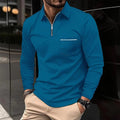 polo homme col zippé coupe régulière en bleu