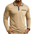 polo homme col zippé manches longues en abricot