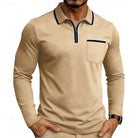 polo homme col zippé manches longues en abricot