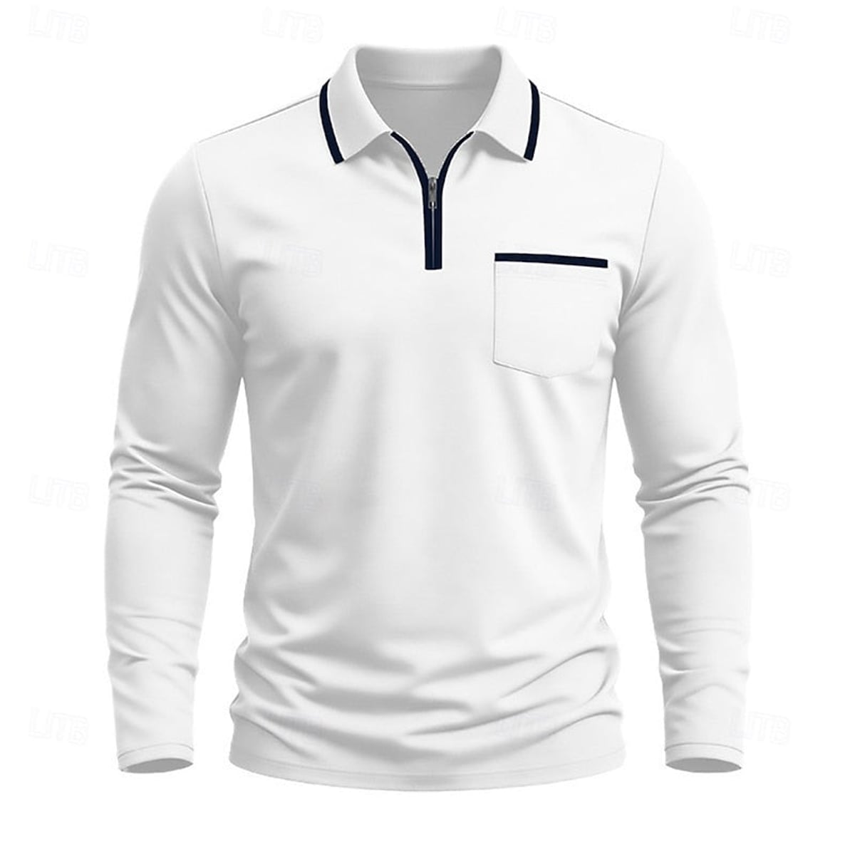 polo homme col zippé manches longues