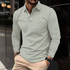 polo homme manche longue coupe classique en gris