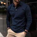 polo homme manche longue coupe classique en marine