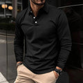 polo homme manche longue coupe classique en noir