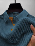 polo homme manches courtes col polo texturé en bleu