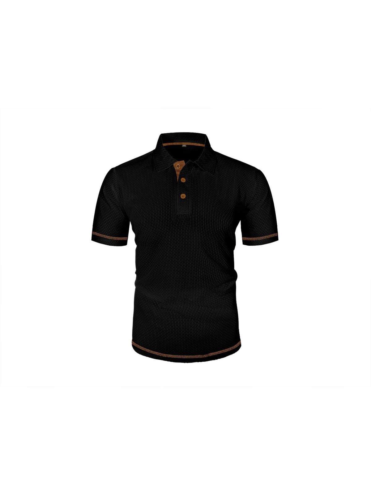 polo homme manches courtes col polo texturé en noir