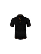 polo homme manches courtes col polo texturé en noir