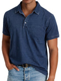 polo homme manches courtes coupe droite en bleu marine