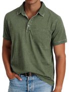 polo homme manches courtes coupe droite en vert militaire