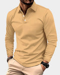 polo homme manches longues col boutonné en jaune