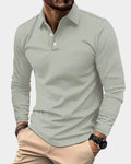 polo homme manches longues col boutonné en gris