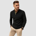 polo homme manches longues col montant en noir
