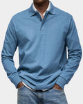 polo homme manches longues coupe classique en bleu clair