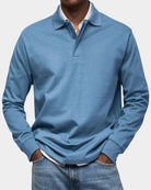 polo homme manches longues coupe classique en bleu clair