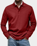 polo homme manches longues coupe classique en rouge