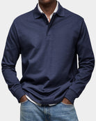 polo homme manches longues coupe classique en bleu marine