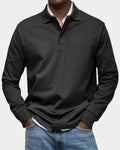 polo homme manches longues coupe classique en noir