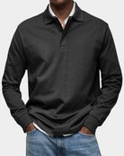 polo homme manches longues coupe classique en noir