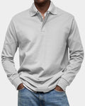 polo homme manches longues coupe classique en blanc