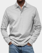 polo homme manches longues coupe classique en blanc